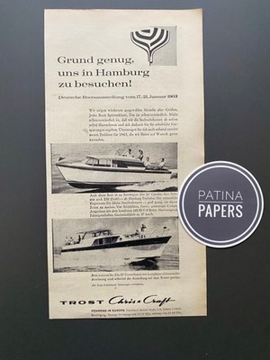 Chris Craft Boote Trost Hamburg Motorboot 1963 Vintage Ad Werbung Reklame