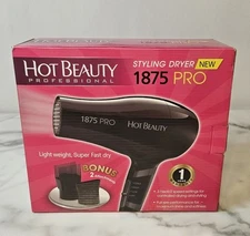 Hot Beauty Professional Styling Dryer 1875 Pro Black 2 Attachments