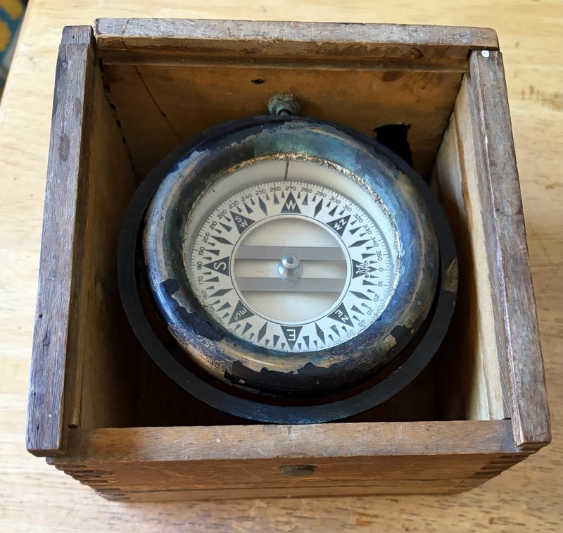 Vintage Antique Nautical Compass With Original Box