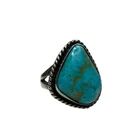 Vintage Southwest Large Turquoise & Sterling Silver Ring Size 4.5  - 5.9 grams