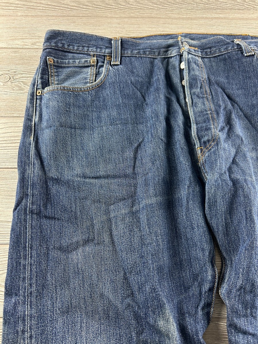 Levi's 501 Straight Leg Dark Wash Denim Made In Mexico Size 44X32