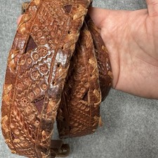 Vintage Brown Intricately Tooled Floral Pattern Belt No Buckle