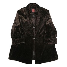 TYBER Giacca Donna Nero Pelliccia Sintetica L Misto Cotone Tinta Unita Bottoni