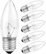 60W Incandescent Torpedo Tip Chandelier - Crystal Clear, Torpedo Tipincandescent