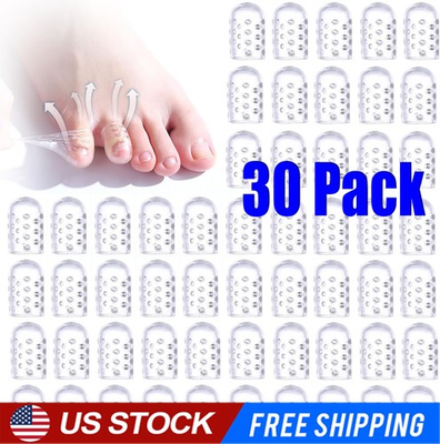 #ad 30 Pcs Clear Silicone Toe Protectors Breathable and Anti Friction Toe Covers $4.49