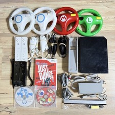 Nintendo Wii Console Mario Kart Super Mario Just Dance 4 Controllers 4 Wheels