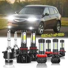 For Acura MDX 2007-2013 8PCS Front LED HID Headlights Hi/Lo+DRL Fog Light Bulbs