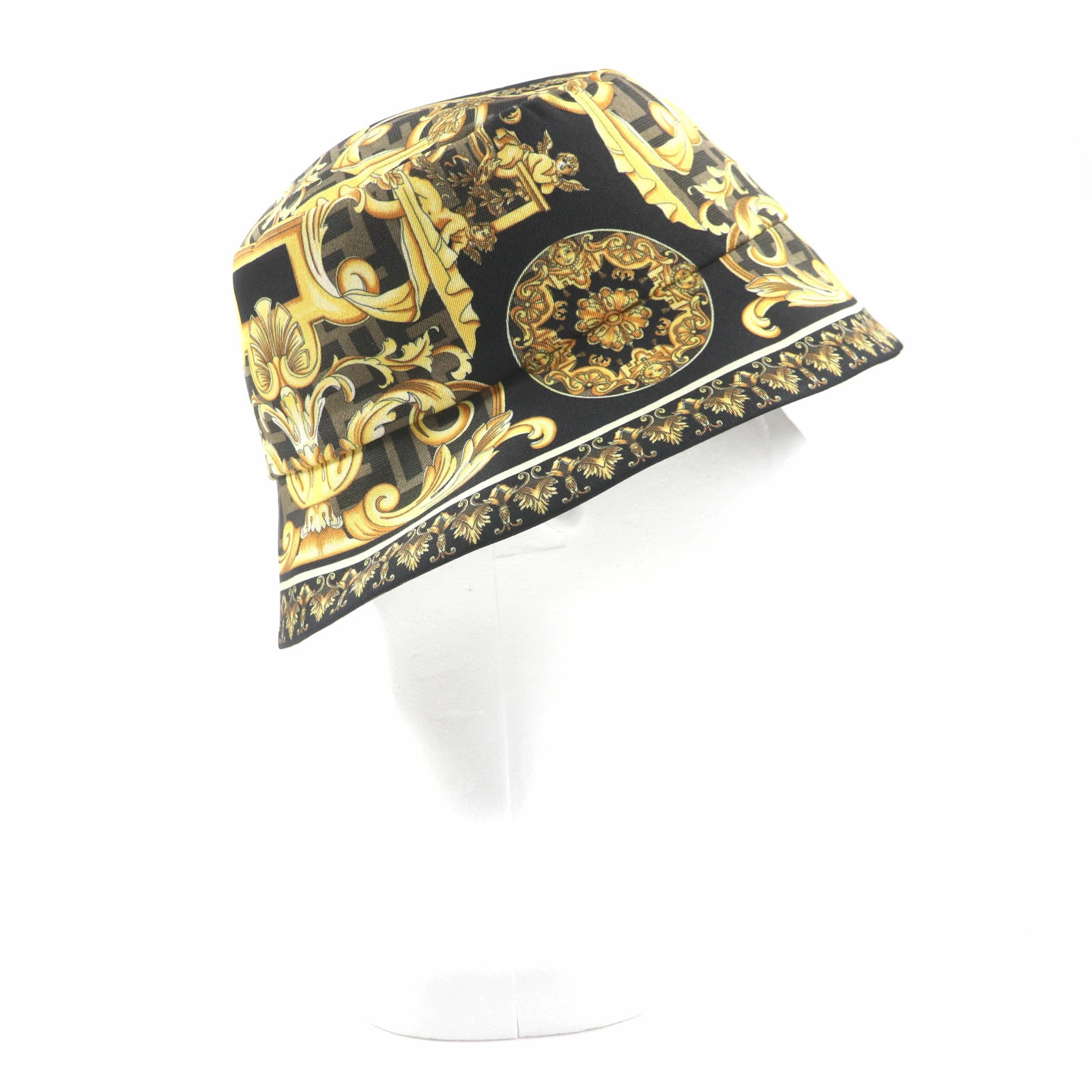 FENDI VERSACE Men's Bucket Hat Silk Zucca Pattern FF Reversible Black M Size thumbnail 5