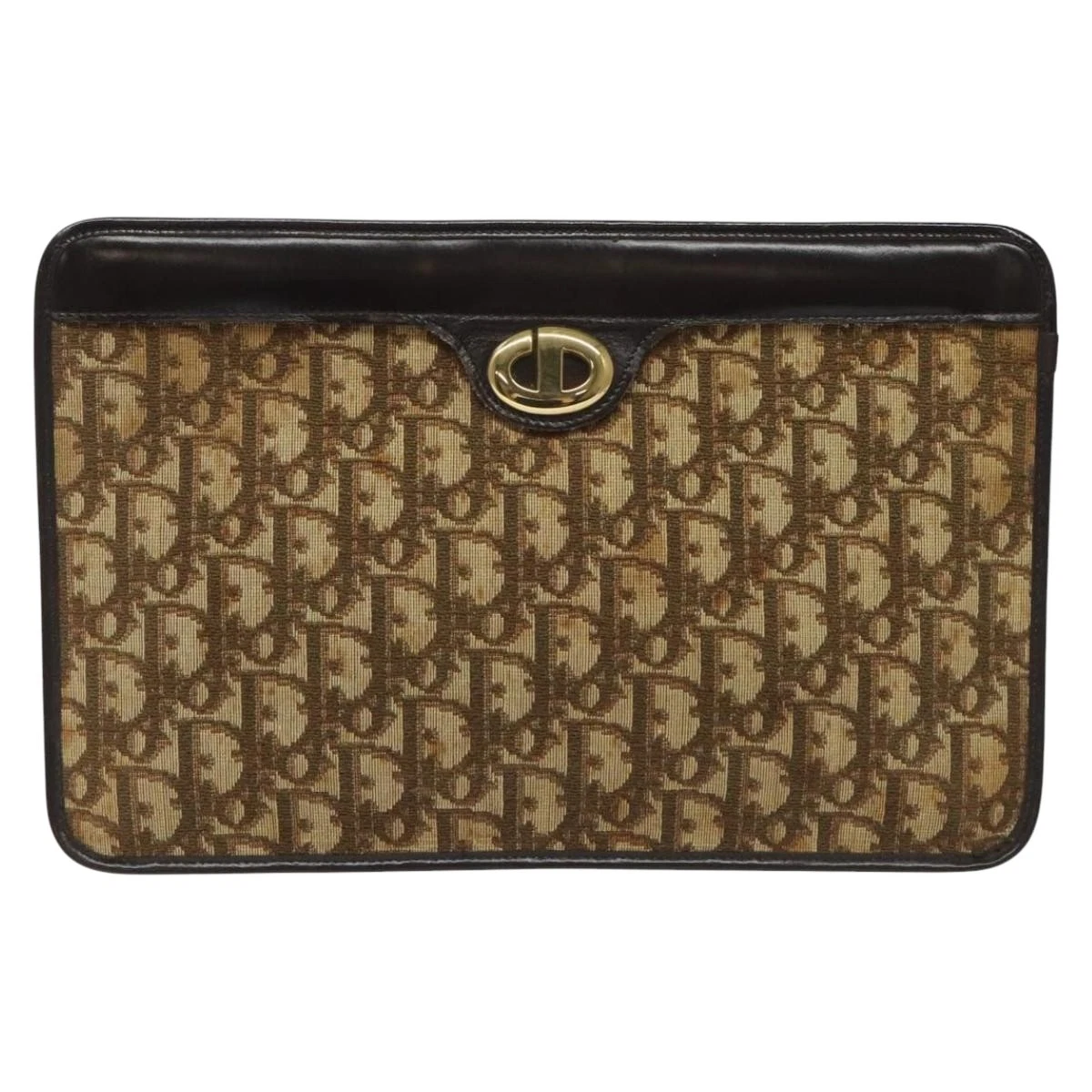 Sac pochette toile marron Dior Trotter authentique