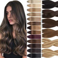 Tape In Hair Extenisons Invisible Skin Wefts Remy Indian Human Hair Highlight US