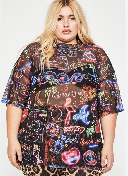 New Girl Order Neon Mesh Shirt Size 28 + Polyester