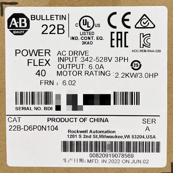 22B-D6P0N104 AB PowerFlex 40- 2.2 KW (3 HP) AC Drive Fast Shipping 22BD6P0N104GQ - Image 3 of 4