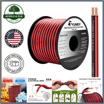 12V/24V DC 100FT Red and Black Electrical Wire for Home and Automotive Use