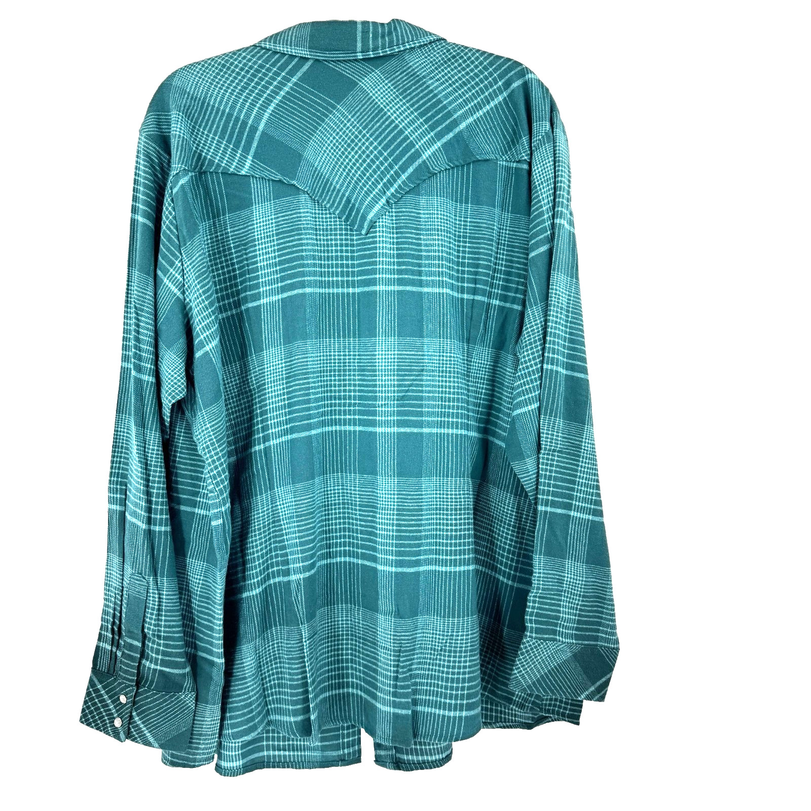 NEW Wrangler Western Pearl Snap Flannel Shirt Women's 3XL Teal Landman Cowgirl thumbnail 6