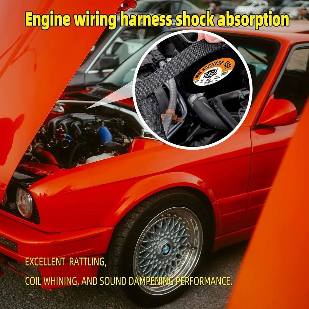 Wire Harness Tape 2Pack High Temp Wiring Harness Self-Adhesive Auto Electrical