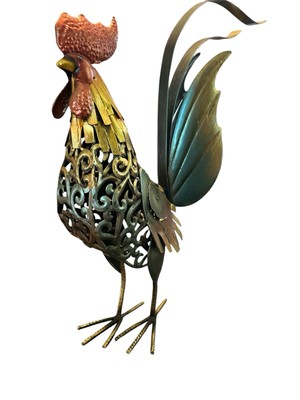 Too-arts Metal Sculpture Carved Iron Rooster Home Furnishing Artwork Craft 