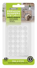Clear Adhesive Cabinet Door Bumpers, 3/8 Round, 48 Pack, Rubber Pads