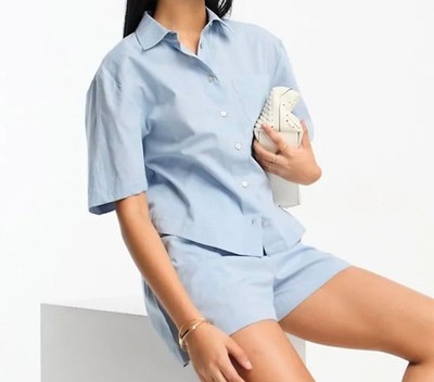 ASOS DESIGN Blue Linen Blend Boxer Shorts