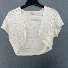 Phase Eight Bolero Cardigan UK12 Cream Rib Knit Cropped Short Sleeve Shrug