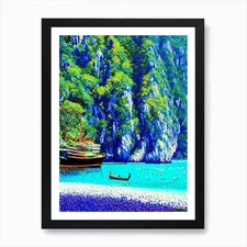 Ko Phi Phi Thailand Pointillism Sty Framed Wall Art Poster Canvas Print Picture