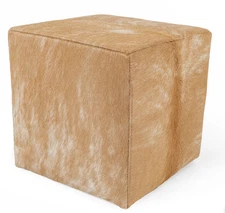 ACTUAL PICTURE Real Cowhide Hair On Square Ottoman / Pouf / Footrest 18x18x19"