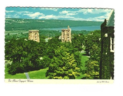 McFaddin Hall and Lyon Hall Towers Cornell University Ithaca NY VTG postcard UNP