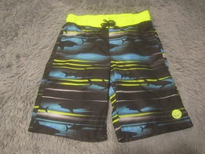 Zero Xposure Shorts Boys Large Black Green Swim Trunks Swimwear Board Rec