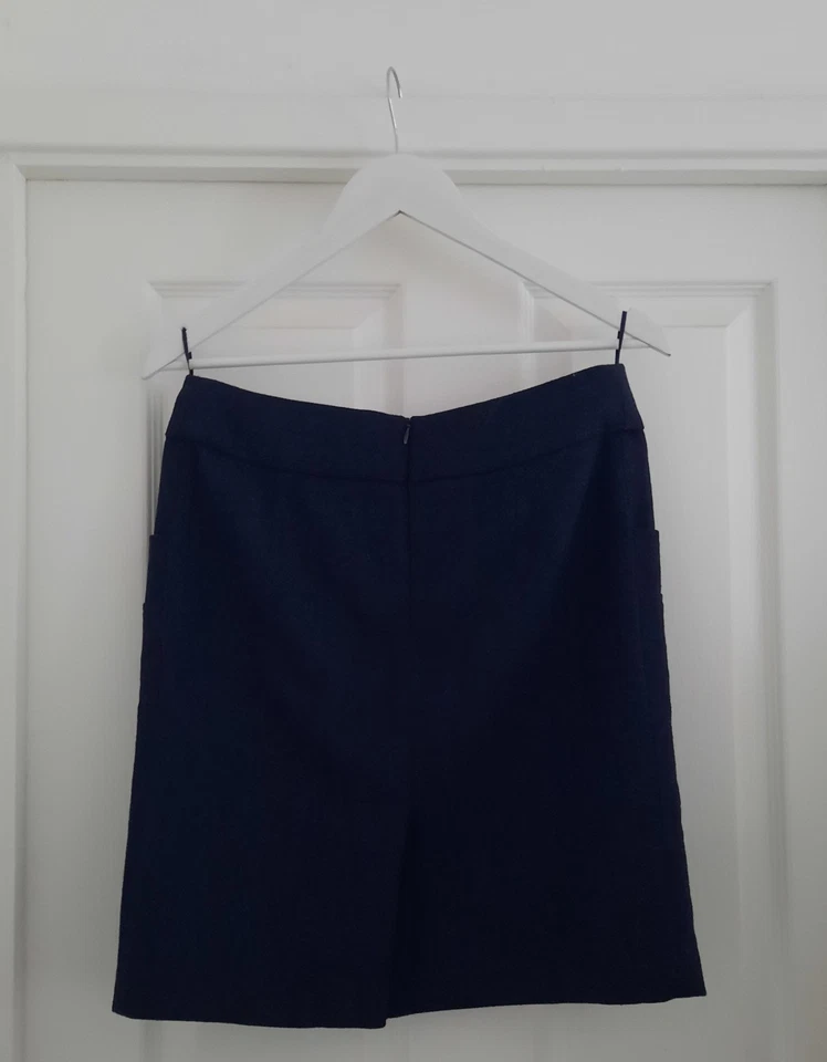 Joules Pure Wool Herringbone Tweed Pevensey Skirt Size 10 Navy Blue - Image 3 of 3