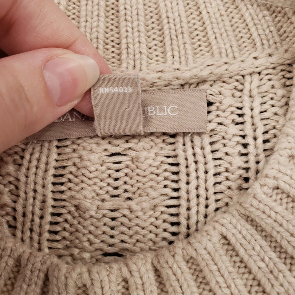 Banana Republic свитер платье женщин XL бежевый кабель рыбаки вязаный туника трикотажа - Изображение 4 из 4