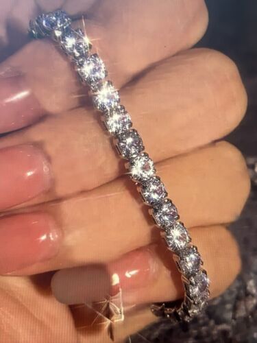 925 Sterling Silver 3mm Mossanite Tennis Bracelet/Gift Box Color Varies - Picture 7 of 9