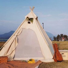 Outdoor Canvas Camping Pyramid Tent 3 seasons Teepee Tent for 2 Person Camping