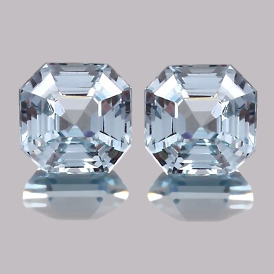 Natürlicher Brasilianischer Aquamarin Lose Asscher Schliff Edelstein Paar 10 MM