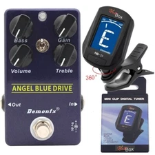 Demonfx ANGEL BLUE DRIVE Guitar FX Pedal Overdrive 2 mode Toggle Switch +TUNER