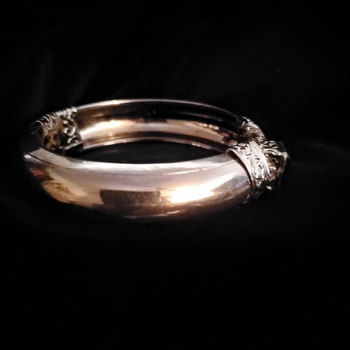 Three Section Joined Nickle Silver Bracelet with Authentic Smoky Quartz Gem - Picture 10 of 12