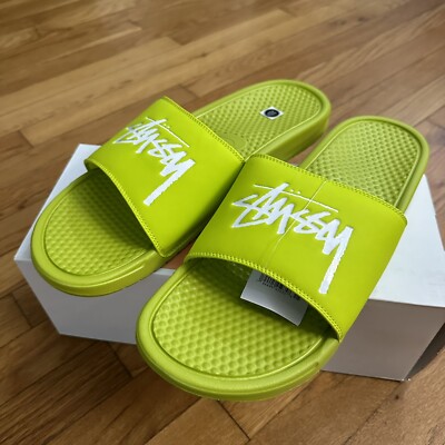 Nike X Stussy Benassi Slide Bright Cactus CW2787 300 Men s Size 15
