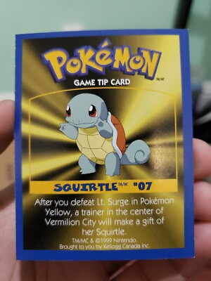 Pokemon: SQUIRTLE #07 [Game Tip Card] [Kellogg's Canada Cereal