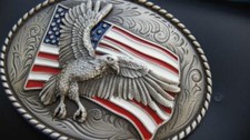 Nocona Bald Eagle with American Flag Belt Buckle 37936