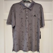 Adidas Men's Ultimate Golf Polo Shirt Camo Print UPF 50 Size S Small Grey 2