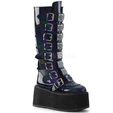 Pleaser Demonia Damned-318 BHG Gothic Punk Rock Platform Boots - Black Hologram