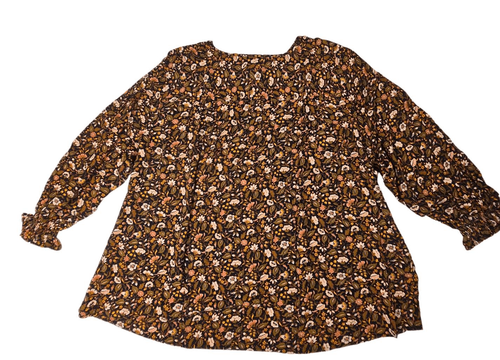 Knox Rose Black Floral Split neckline Blouse 4X - Picture 2 of 5