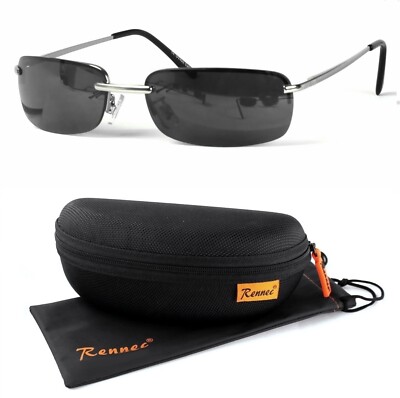 Agent Smith Style Sonnenbrille Rechteckig Silber Schwarz schmal Rennec M5 BOX