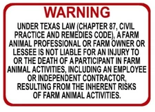 TEXAS Farm Professional Liability Sign - Chapter 87 civil practice code -