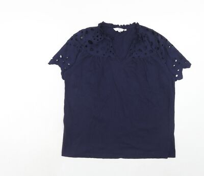 Julipa Damen blau Baumwollmischung Bluse Größe 12-Loderie Anglaise