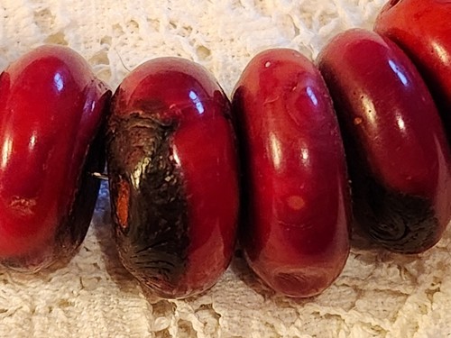 Antique Natural Undyed Red Ox Blood Coral Beads & Blk Coral Necklace 173 gr #115 - Picture 9 of 20