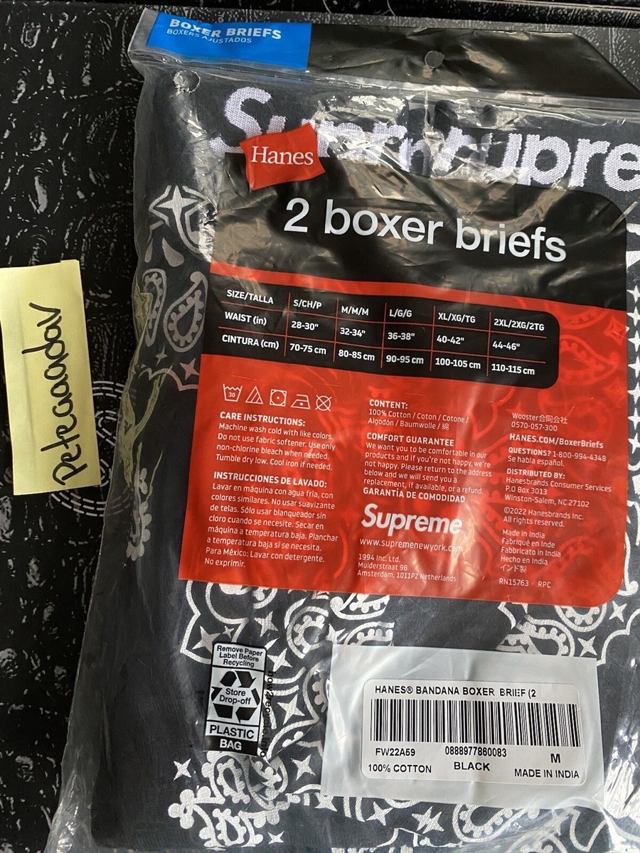 Supreme Hanes Bandana Boxer Briefs Black Size M Medium Men's 2