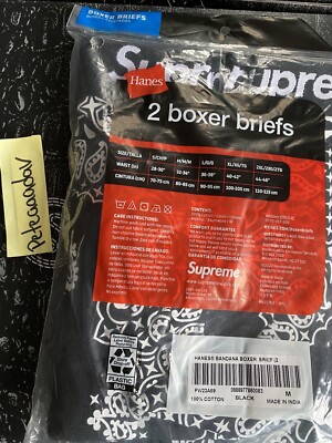 Supreme Hanes Bandana Boxer Briefs Black Size M Medium Men's 2