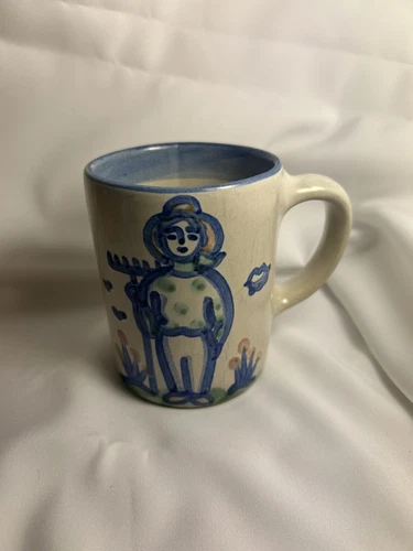 Vintage M.A. Hadley Pottery Farmer “The End” Stoneware Coffee Mug Cottage Core