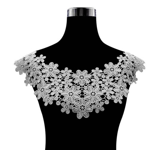 Lace Embroidered Applique Collar Trim Flower Neckline Scrapbooking Sewing N - Picture 24 of 43