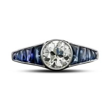 1.30Ct White Round Cut Bezel Set Art Deco Engagement Wedding Ring In 925 Silver