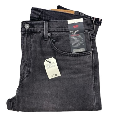 Levi's Premium 512 Slim Taper Selvedge Jeans Stretch Fit Black (34 x 30)